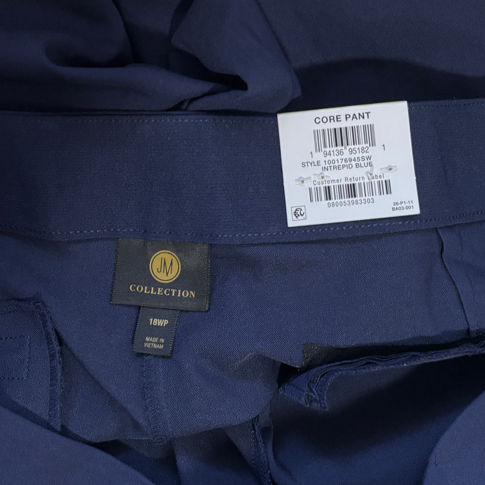 JM Collection Plus Size 18WP Curvy Fit Straight Leg Navy Blue Dress Pants NWT - Picture 7 of 7